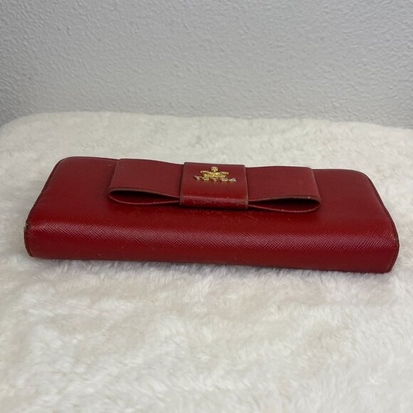 Pre-Loved Prada Red Saffiano Fiocco Bow Long Bifold Wallet - Picture 8 of 16